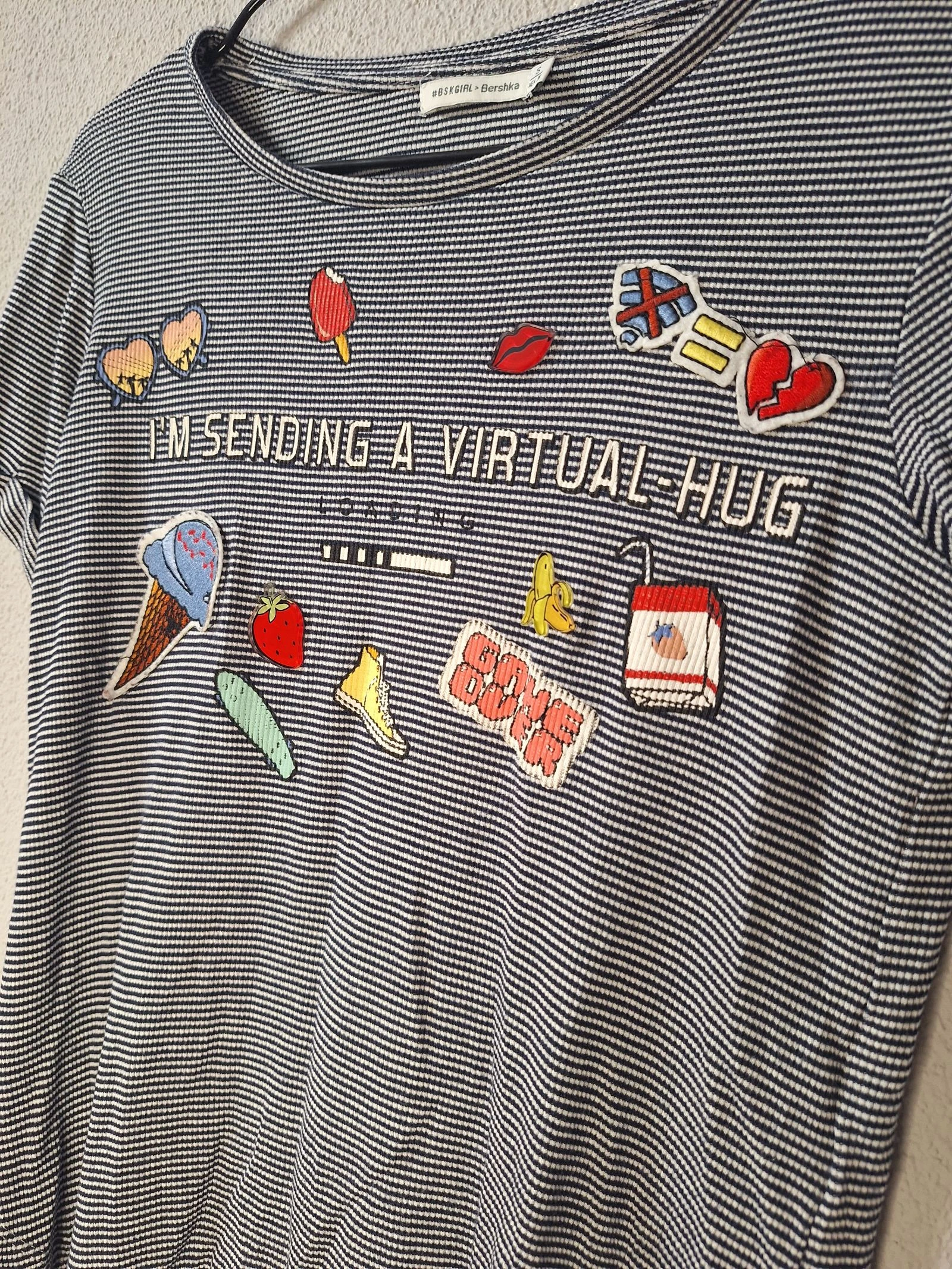 Bershka striped T-shirt with embroidered patches T.S – photo 2